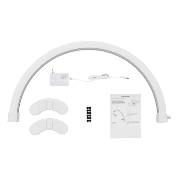 Lumière LED demi-lune, avec luminosité réglable 2700K-5600K, lampe à ongles demi-lune de bureau, blanche