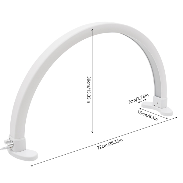 Lumière LED demi-lune, avec luminosité réglable 2700K-5600K, lampe à ongles demi-lune de bureau, blanche