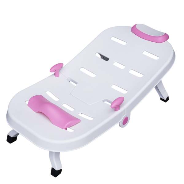 Chaise de bain pour bébé - Pliable - Réglable - Ergonomique - Antidérapant - Support de bain - Pour enfants de 0 à 10 ans à 40 kg (rose)