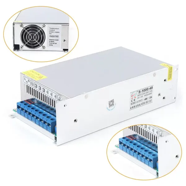 Bloc d'alimentation 48 V 20 A 1000 W - Affichage du pilote - Alimentation : 220 V - Protection contre les surcharges Bloc d'alimentation 48 V 20 A 1000 W - Affichage du pilote - Alimentation : 220 V - Protection contre les surcharges