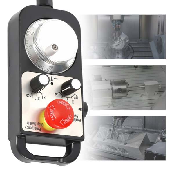 Volant à main électronique CNC 5 V 100 PPR CNC 4 axes MPG Remorque électronique filaire CNC pour machine de fraisage Remorque et arrêt d'urgence