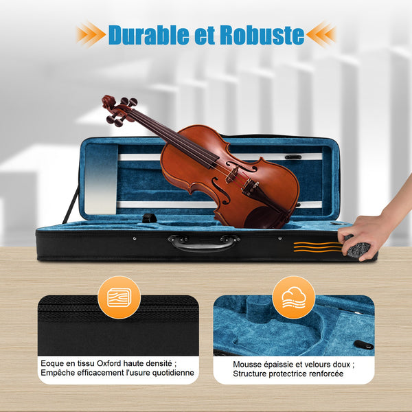 Étui souple pour violon 4/4 avec 2 sangles réglables Noir/bleu