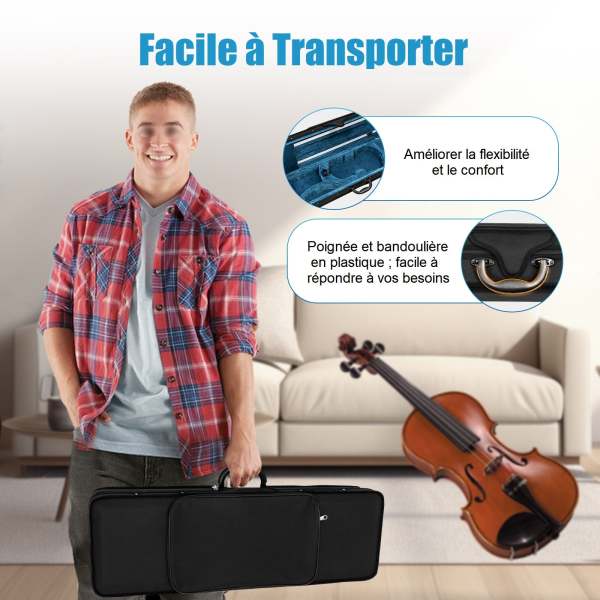 Étui souple pour violon 4/4 avec 2 sangles réglables Noir/bleu