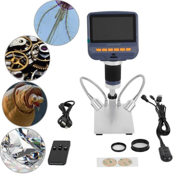 Microscope numérique LCD - AD106 HDMI - Microscope numérique avec 8 LED intégrées + 2 lumières LED - USB 300 X