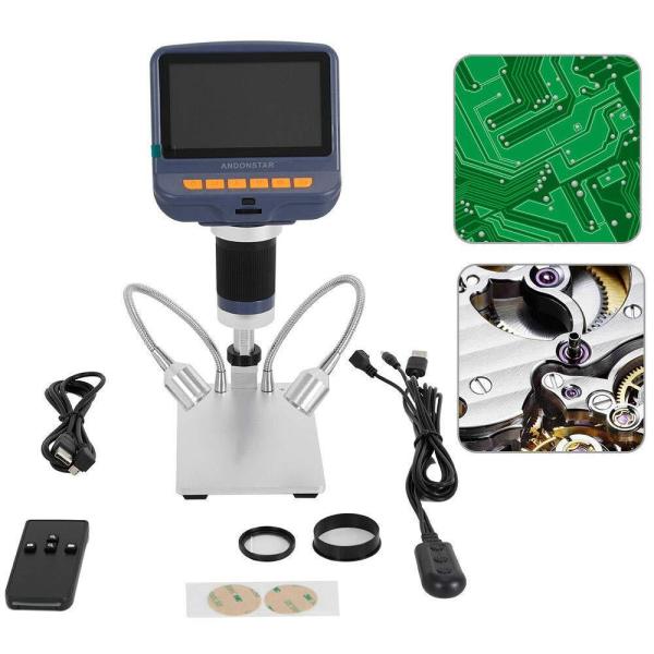 Microscope numérique LCD - AD106 HDMI - Microscope numérique avec 8 LED intégrées + 2 lumières LED - USB 300 X