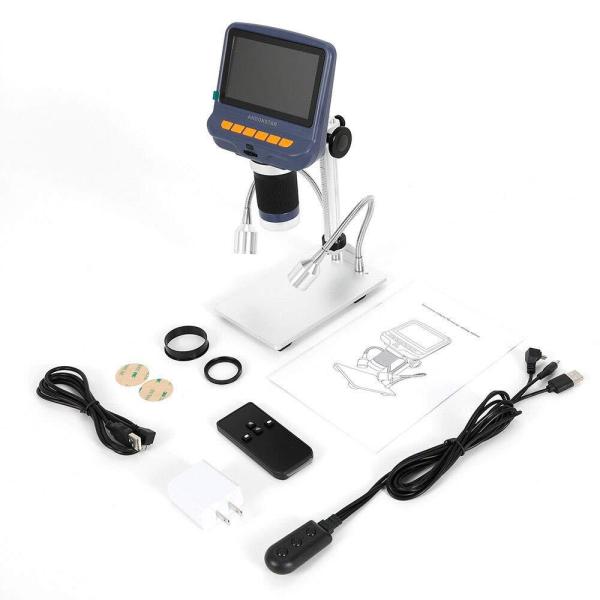 Microscope numérique LCD - AD106 HDMI - Microscope numérique avec 8 LED intégrées + 2 lumières LED - USB 300 X