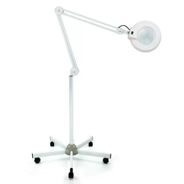 Lampe Loupe Lumière 5 Roues avec Support Mobile Loupe d'Agrandissement Lumière pour Salon de beauté, Cabinet Médicale (8 dioptries)