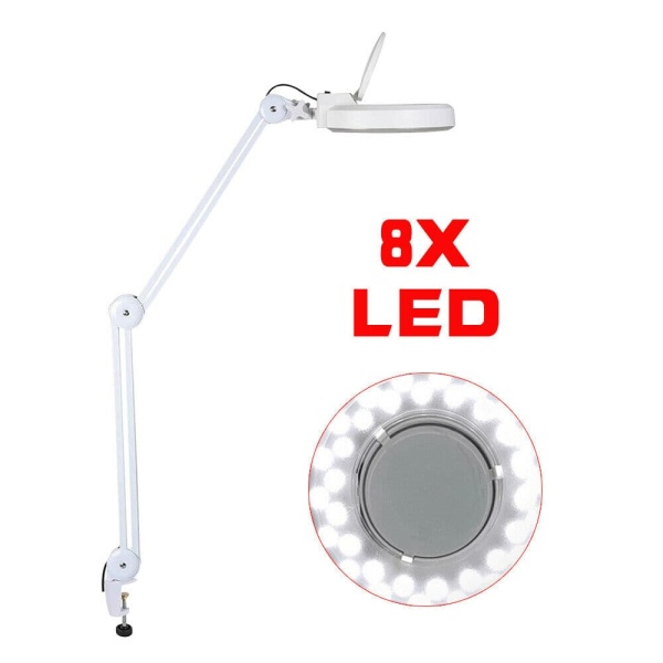 Lampe loupe à 36 LED avec bras pivotant Blanc
