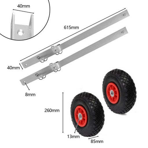 Roues de transport en aluminium pour bateau pneumatique, roues pneumatiques, charge jusqu'à 300 lbs