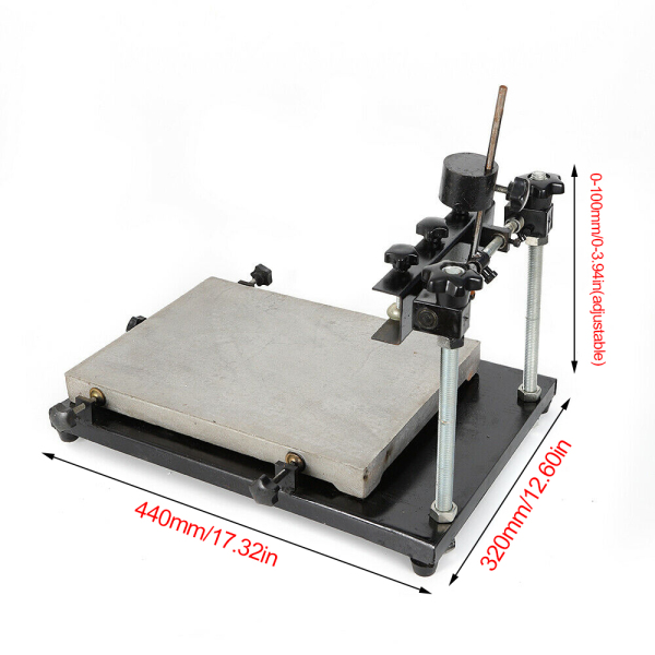 Machine d'impression de pochoir manuelle 44x32cm, hauteur d'imprimante de pochoir 0-120mm Machine d'impression de pochoir manuelle 44x32cm, hauteur d'imprimante de pochoir 0-120mm