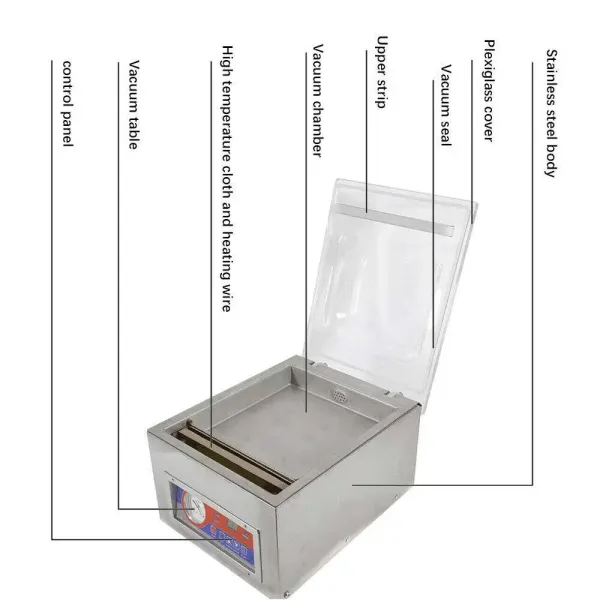 Machine à vide à cloche en acier inoxydable 2CFM - 120W Machine d'emballage sous vide Machine à vide à cloche en acier inoxydable 2CFM - 120W Machine d'emballage sous vide