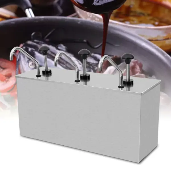Distributeur de sauce - 4 l × 3 - En acier inoxydable - Pour sauce soja, vinaigre, ketchup, sauce Distributeur de sauce - 4 l × 3 - En acier inoxydable - Pour sauce soja, vinaigre, ketchup, sauce