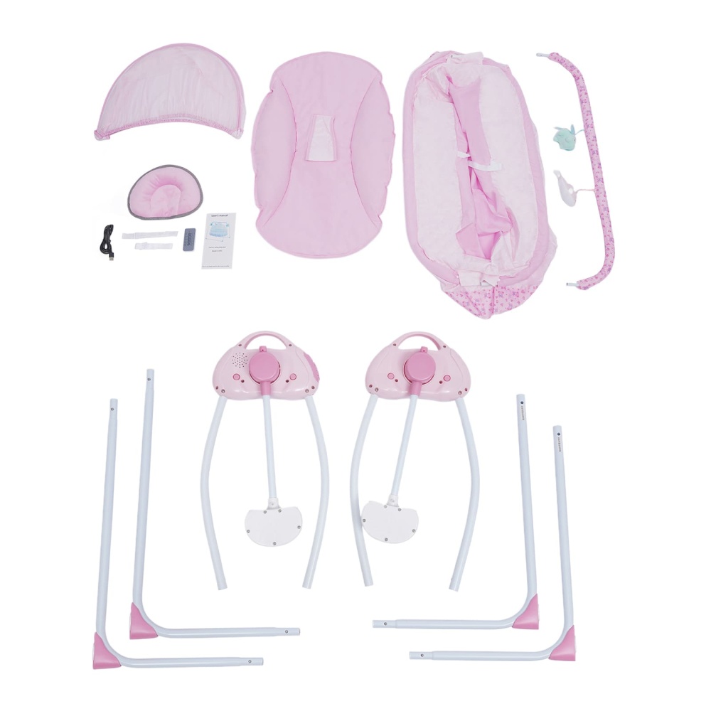 Balançoire bébé électrique 3 couleurs Transat automatique Lit bébé Berceau avec musique et moustiquaires