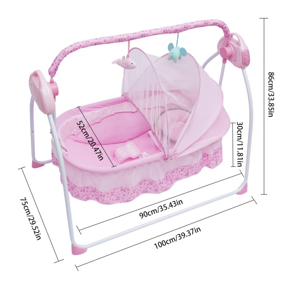 Balançoire bébé électrique 3 couleurs Transat automatique Lit bébé Berceau avec musique et moustiquaires