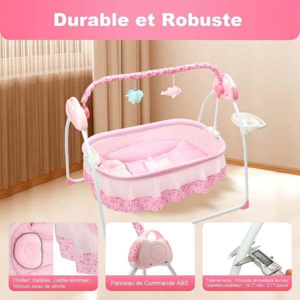 Berceau électrique 5 vitesses automatique Berceau électrique automatique avec tapis et télécommande