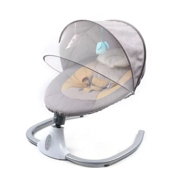 Berceau électrique pour bébé - Balançoire automatique - Bluetooth - Avec musique - Pour bébé entre 0 et 12 mois - Gris