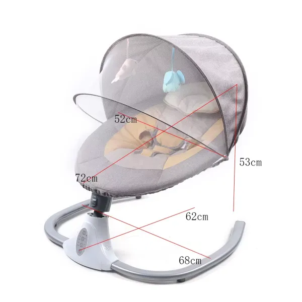 Berceau électrique pour bébé - Balançoire automatique - Bluetooth - Avec musique - Pour bébé entre 0 et 12 mois - Gris