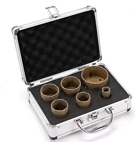 Lot de 6 couronnes de forage diamantées professionnelles pour granit grès cérame Outil de carrelage Kit de forage diamant