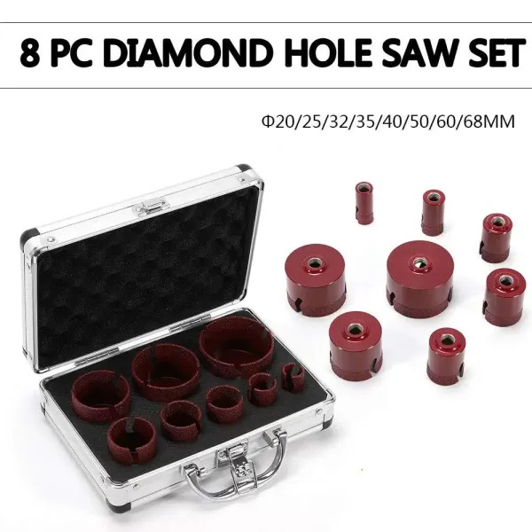 Jeu de 8 forets diamantés M14 20/25/32/35/40/50/60/68mm forets diamantés