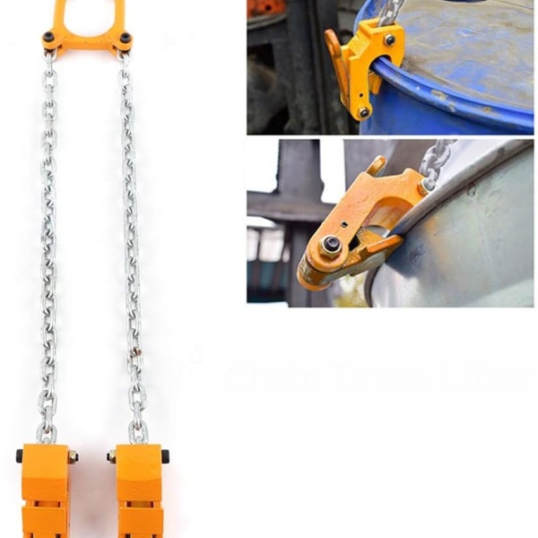 Lève-tambour, 2000 lbs, dévidoir de chaîne, portable, levier de tambour, pour fûts en plastique et en métal (jaune)