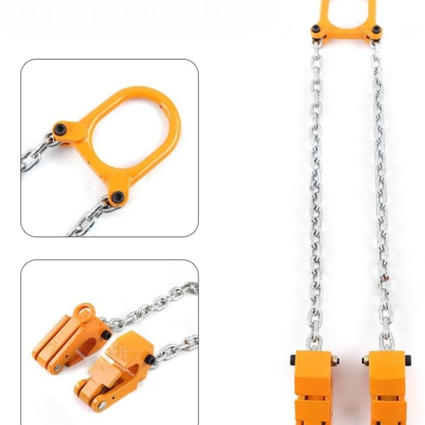 Lève-tambour, 2000 lbs, dévidoir de chaîne, portable, levier de tambour, pour fûts en plastique et en métal (jaune)