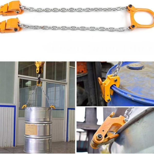 Lève-tambour, 2000 lbs, dévidoir de chaîne, portable, levier de tambour, pour fûts en plastique et en métal (jaune)