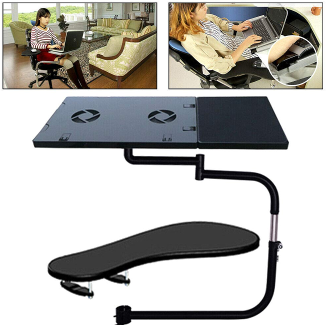 Support pour ordinateur portable entièrement mobile avec pince de chaise, support de poignet
