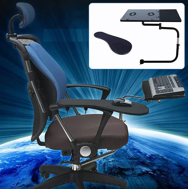 Volledig mobiele laptopstandaard met stoelklem en polssteun