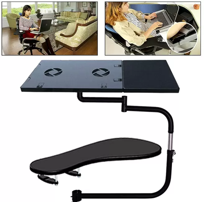 Volledig mobiele laptopstandaard met stoelklem en polssteun