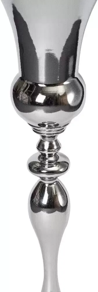 Vase décoratif moderne 74cm vase à fleurs vase de sol en métal argenté