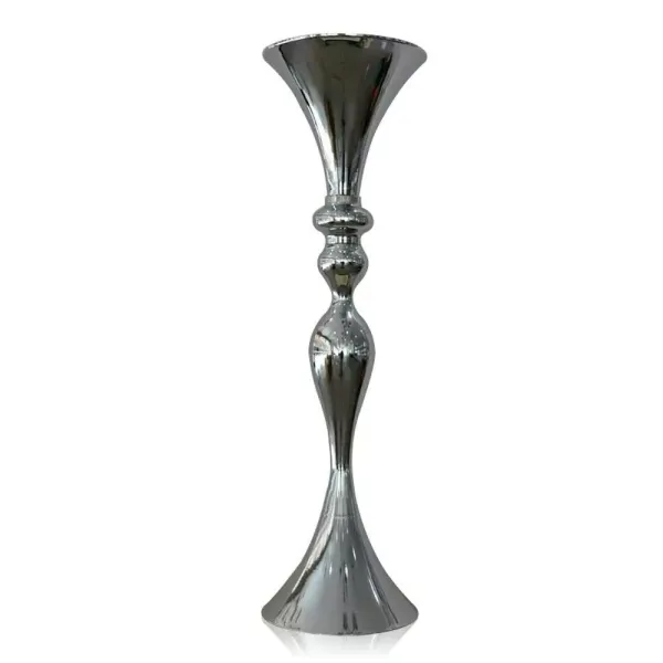 Vase décoratif moderne 74cm vase à fleurs vase de sol en métal argenté