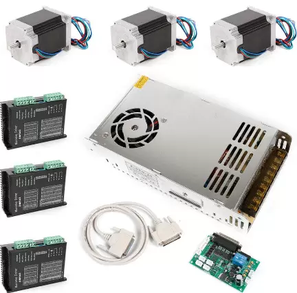 Moteur pas à pas 3 axes Nema 23 - Moteur pas à pas DM542A - 4,2 A - Moteur pas à pas + bloc d'alimentation - Kit de gravure pour fraiseuse.