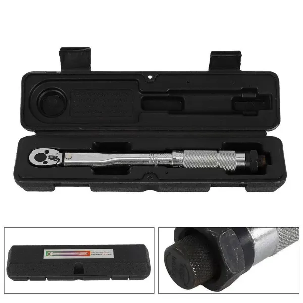 Clé dynamométrique 1/4" - Entraînement calibré - 5-25 Nm - Couple professionnel - Cliquet réglable - Pour réparation automobile - Avec mallette