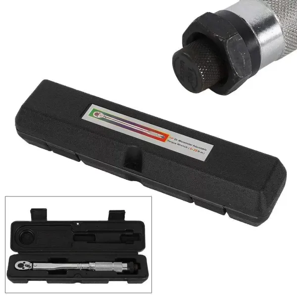 Clé dynamométrique 1/4" - Entraînement calibré - 5-25 Nm - Couple professionnel - Cliquet réglable - Pour réparation automobile - Avec mallette