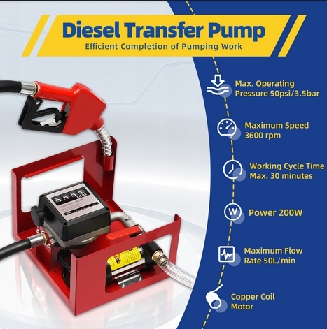 Pompe diesel auto-amorçante 230 V 45 l/min Pompe à fioul Pompe à carburant Pompe à huile