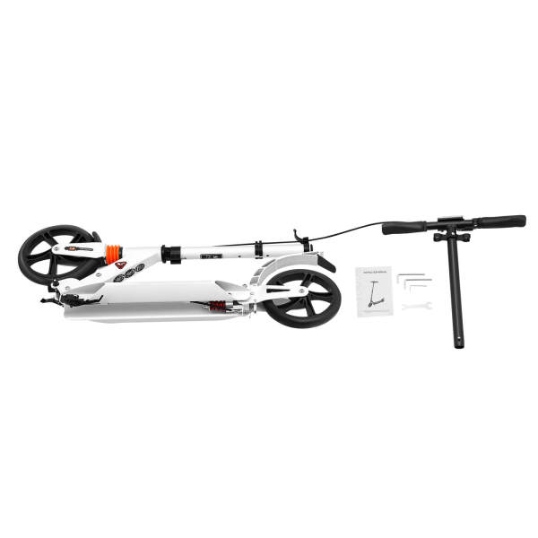 Trottinette pliable pour adulte jusqu'à 100 kg - Hauteur réglable (blanc)