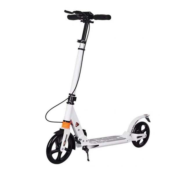 Trottinette pliable pour adulte jusqu'à 100 kg - Hauteur réglable (blanc)