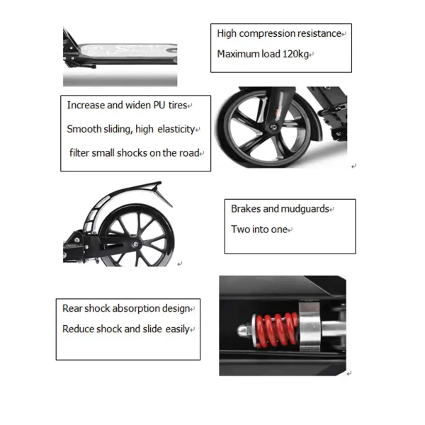 CNCEST Trottinette pliable pour adulte jusqu'à 100 kg - Hauteur réglable (noir) CNCEST Trottinette pliable pour adulte jusqu'à 100 kg - Hauteur réglable (noir)
