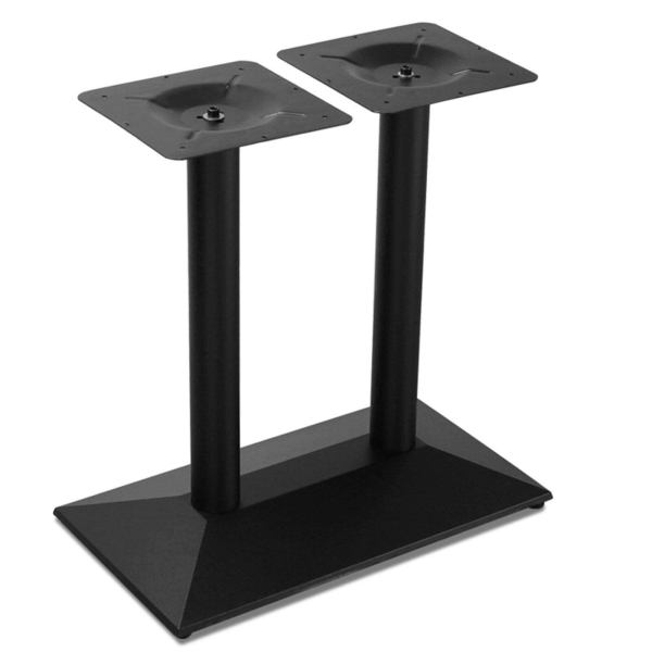 Pieds de Table 72cm Avec Double Colonnes, Base en Acier, Plaque de Base Rectangulaire, Table de Bistrot, Base Noire