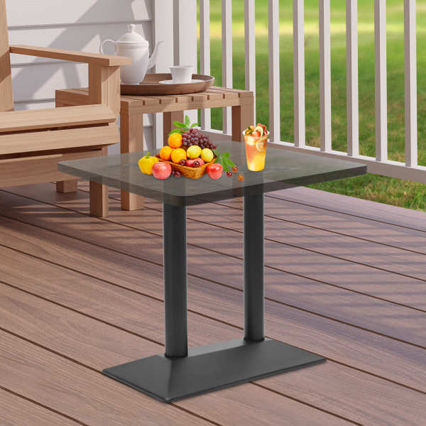 Pieds de Table 72cm Avec Double Colonnes, Base en Acier, Plaque de Base Rectangulaire, Table de Bistrot, Base Noire