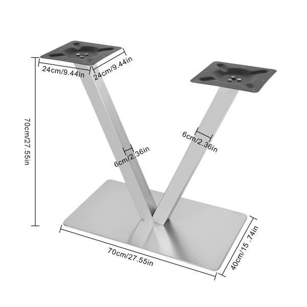 Pieds de table en forme de V en acier inoxydable brossé - Modèle en V