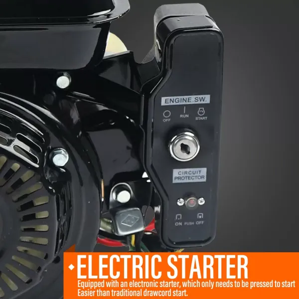 Moteur à essence 4 temps 212 cm³ - Moteur colonne 7,5 CV OHV - Démarrage facile avec démarrage électrique - 1 cylindre