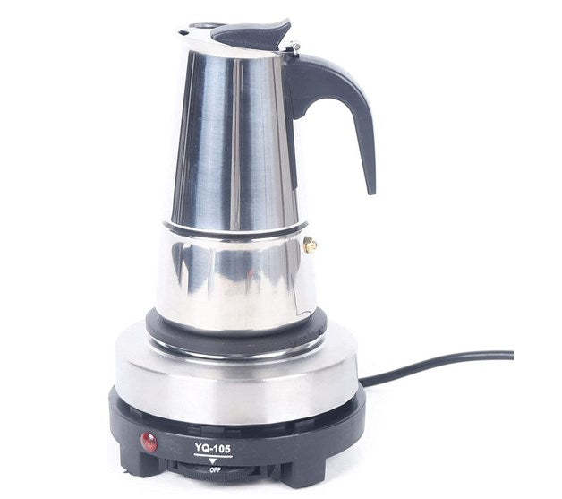 Machine à Café Espresso Maker Cafetière électrique Moka en Acier Inoxydable pour 4 Tasses 200 ml avec Poêle électrique 220V