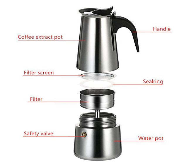 Machine à Café Espresso Maker Cafetière électrique Moka en Acier Inoxydable pour 4 Tasses 200 ml avec Poêle électrique 220V Machine à Café Espresso Maker Cafetière électrique Moka en Acier Inoxydable pour 4 Tasses 200 ml avec Poêle électrique 220V
