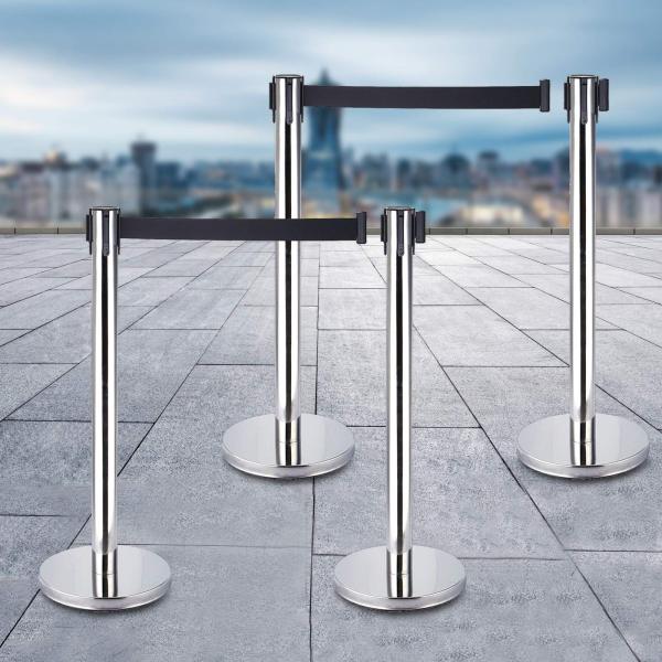 Lot de 4 béquilles pour système de guidage personnel avec sangles noires de 2 m pour hôtel