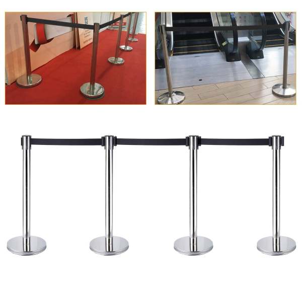 Lot de 4 béquilles pour système de guidage personnel avec sangles noires de 2 m pour hôtel