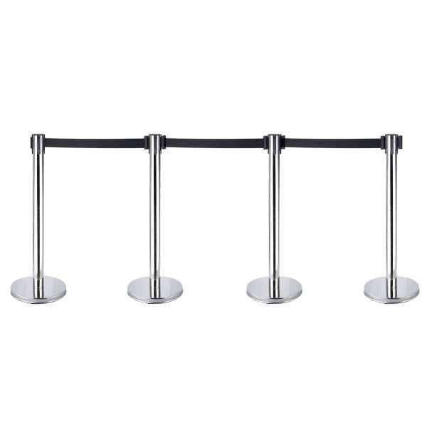 Lot de 4 béquilles pour système de guidage personnel avec sangles noires de 2 m pour hôtel