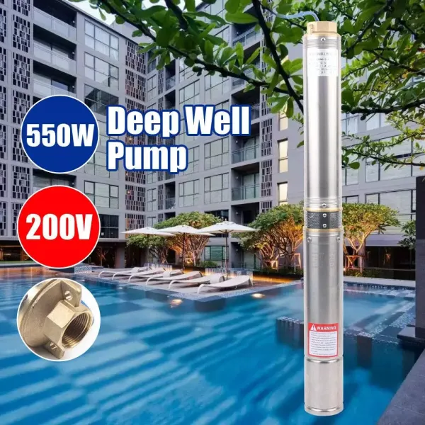 5000L / h pompe de puits profond pompe submersible en acier inoxydable pompe de puits 58m approvisionnement en eau 550W