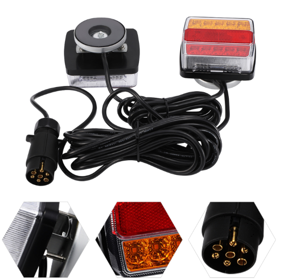 Éclairage Lumières 7 Broches Connecteur 2 Pièces LED Feux Arrière Ensemble feu Arrière 12V pour Voiture Remorque feu Arrière Remorque