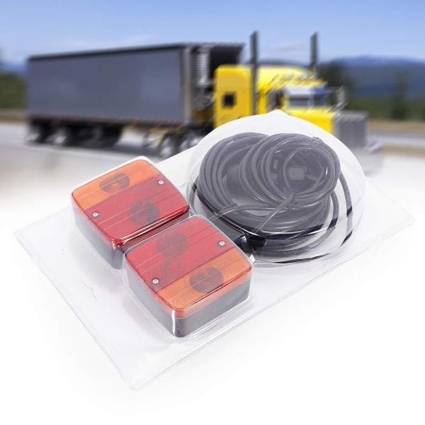 Lot de feux arrière 12 V 7,5 m câblés 7 broches avec éclairage de plaque minéralogique pour remorque